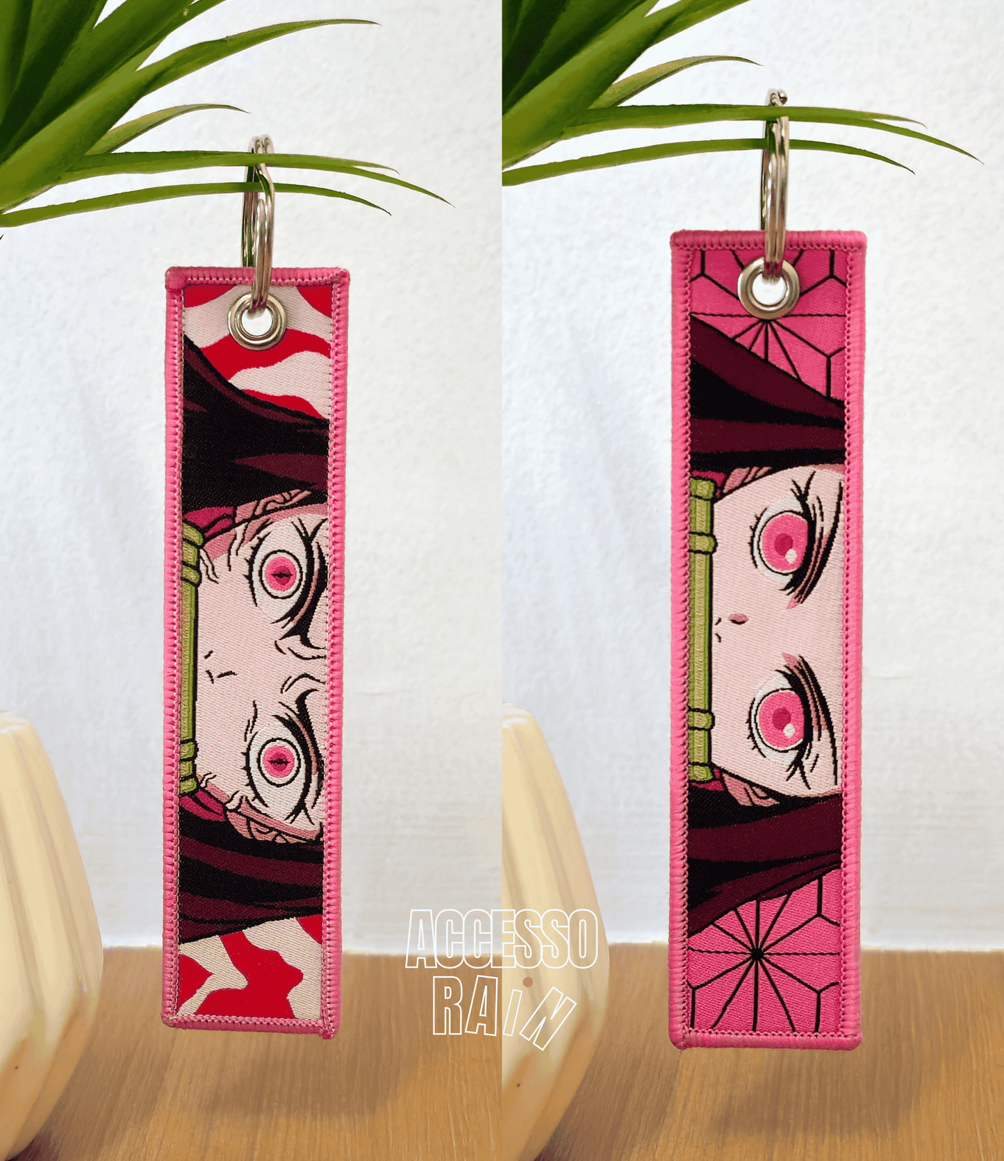 Nezuko (Type 2) Flip Side Anime Embroidered Keychain (15 cm)