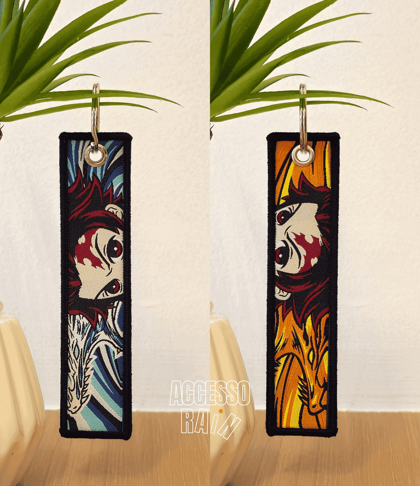 Tanjiro Flip Side Anime Embroidered Keychain (15 cm)