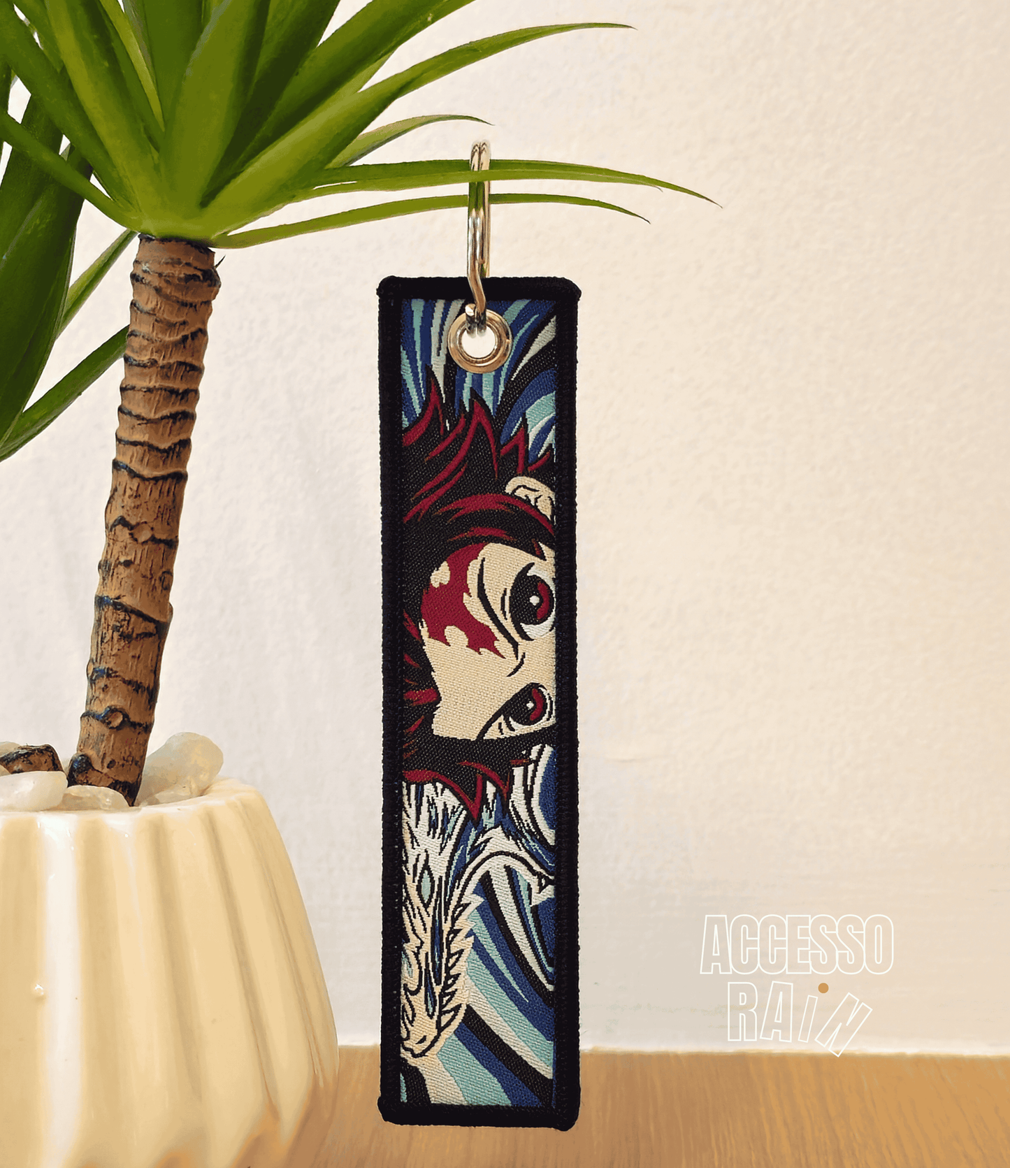 Tanjiro Flip Side Anime Embroidered Keychain (15 cm)